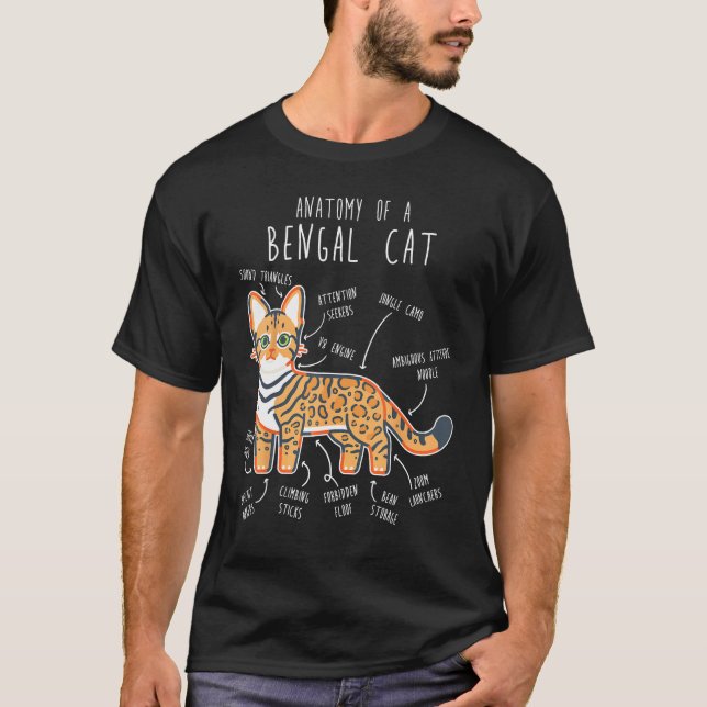 Camiseta Bengal Cat Anatomy  Cute Pet Bengal Mom Cat Dad (Anverso)