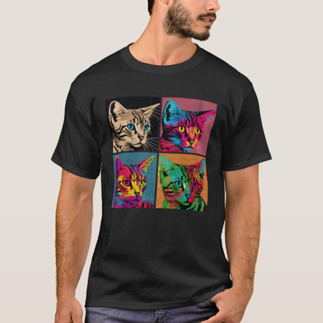 Camiseta Bengal Cat Pop Illustration Colorful Animal Women  (Anverso)