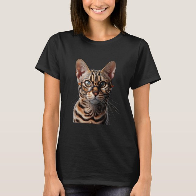 Camiseta Bengal Cat Wearing Glasses (Anverso)