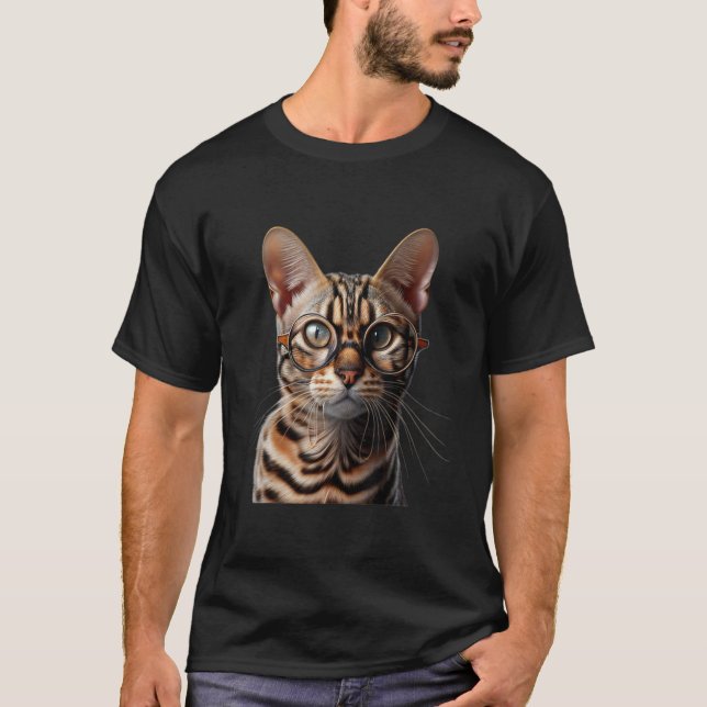 Camiseta Bengal Cat Wearing Glasses (Anverso)