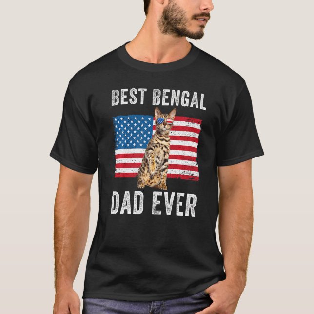 Camiseta Bengal Dad American Flag Bengal Cat Owner Kitty K (Anverso)