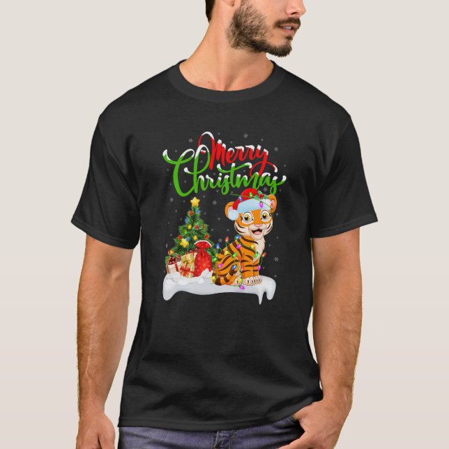 Camiseta Bengal Tiger Lover Xmas Lighting Bengal Tiger Chri (Anverso)
