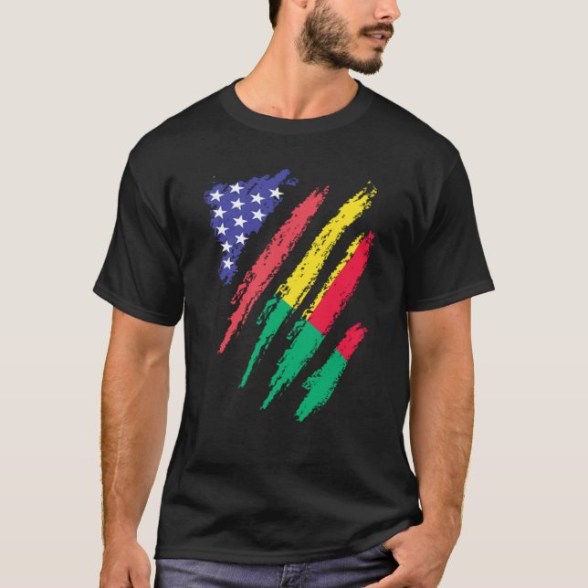 Camiseta Beninese American Patriot Grown Heart Flag Stripes (Anverso)