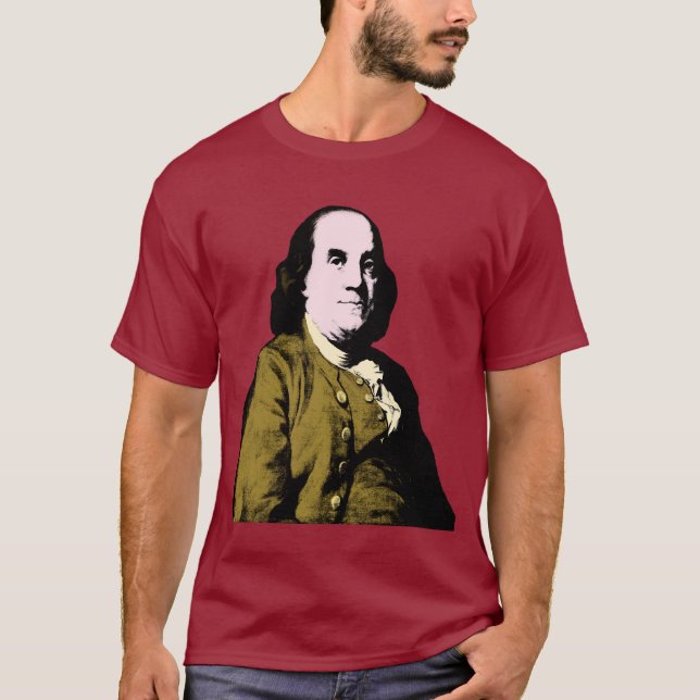 Camiseta Benjamin Franklin estilo Pop Art (Anverso)