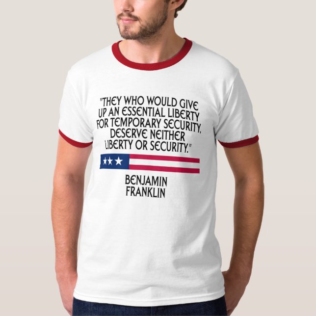 Camiseta Benjamin Franklin - libertad o seguridad (Anverso)