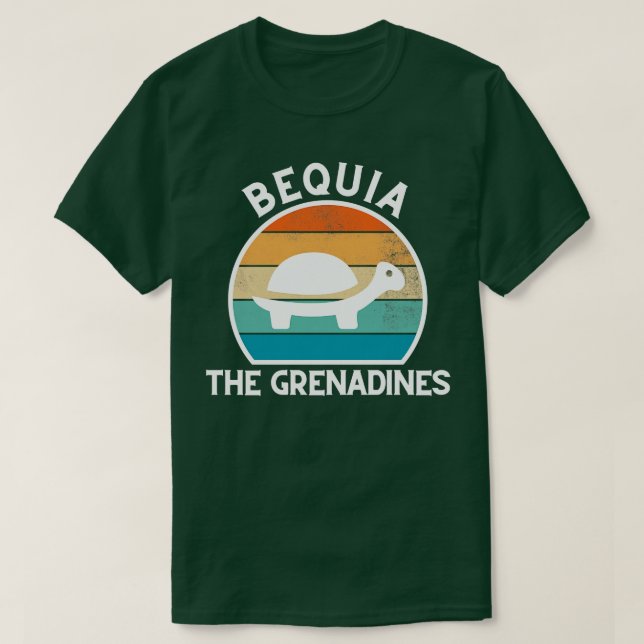 Camiseta Bequia El Sol Retro de las Granadinas con Tortuga  (Diseño del anverso)