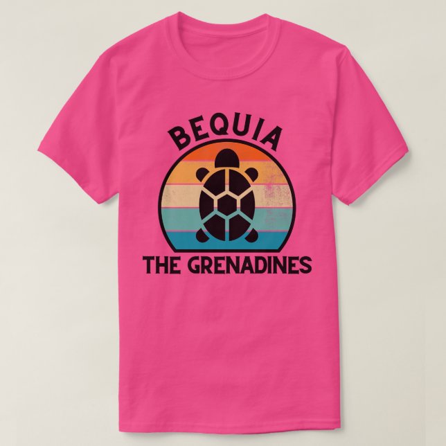 Camiseta Bequia El Sol Retro de las Granadinas con Tortuga (Diseño del anverso)
