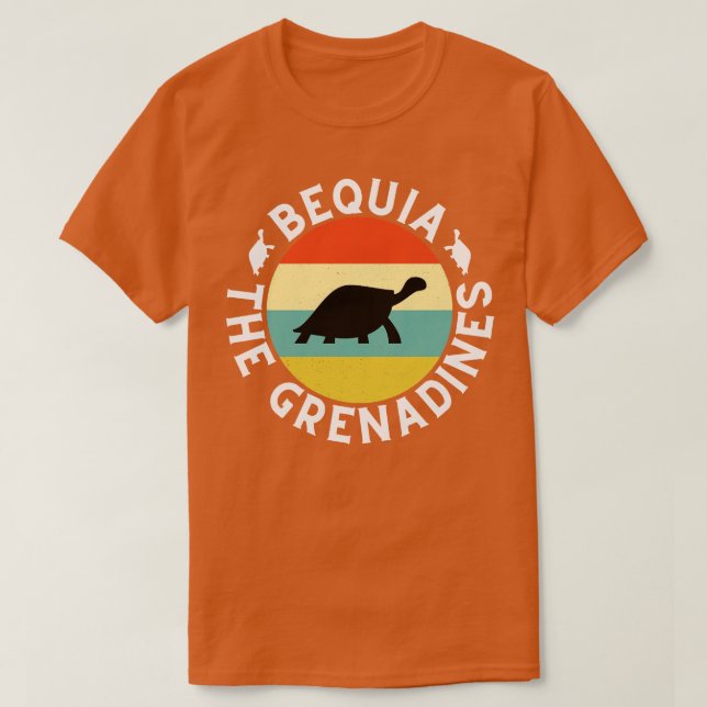 Camiseta Bequia La puesta de sol retro de las Granadinas co (Diseño del anverso)