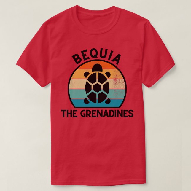 Camiseta Bequia La puesta de sol retro de las Granadinas co (Diseño del anverso)
