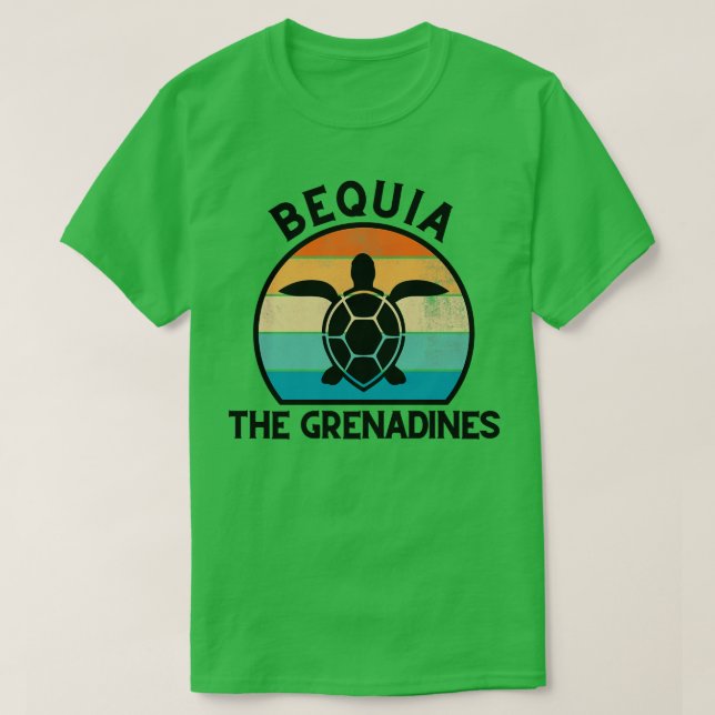 Camiseta Bequia La puesta de sol retro de las Granadinas co (Diseño del anverso)