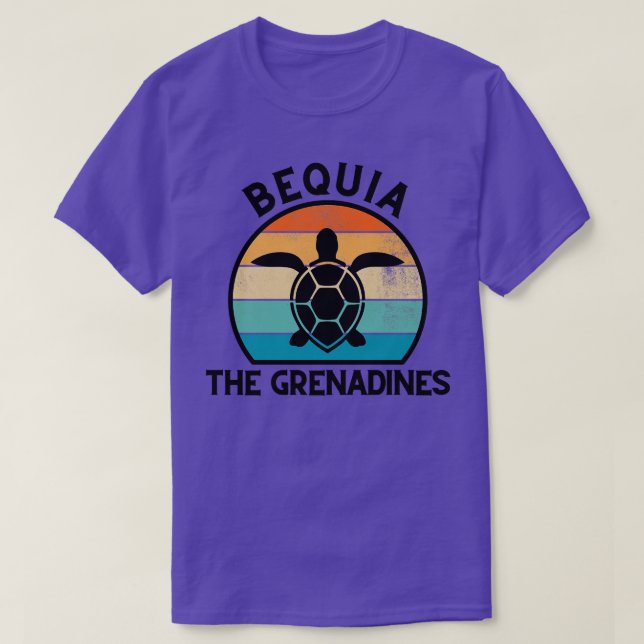 Camiseta Bequia La puesta de sol retro de las Granadinas co (Diseño del anverso)