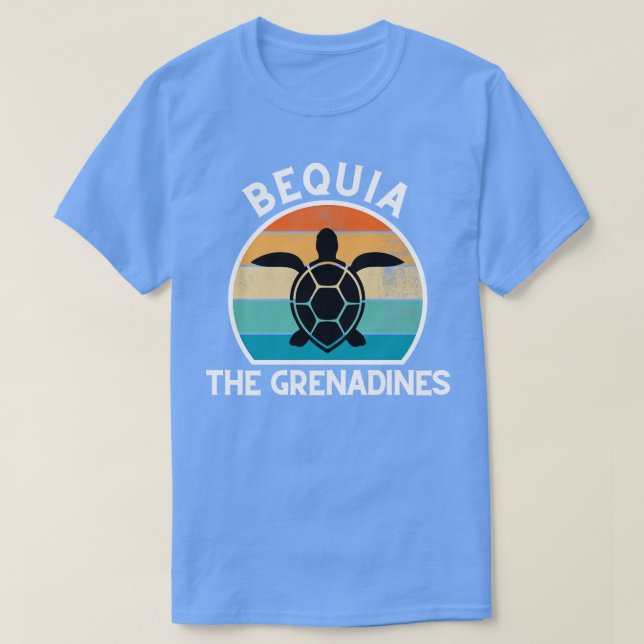 Camiseta Bequia La puesta de sol retro de las Granadinas co (Diseño del anverso)