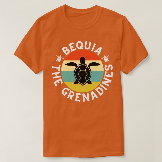 Camiseta Bequia La puesta de sol retro de las Granadinas co (Diseño del anverso)
