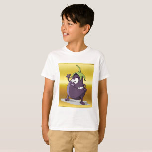 Camiseta berenjena personalizado con ojos grandes pelo verd