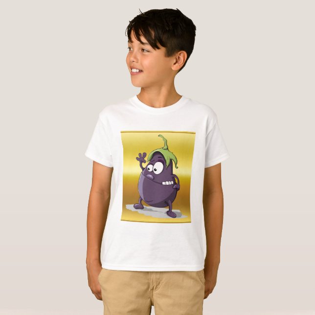Camiseta berenjena personalizado con ojos grandes pelo verd (Anverso completo)