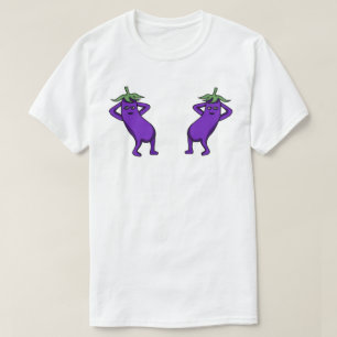 Camiseta Berenjenas lindas posando dibujadas a mano estilo