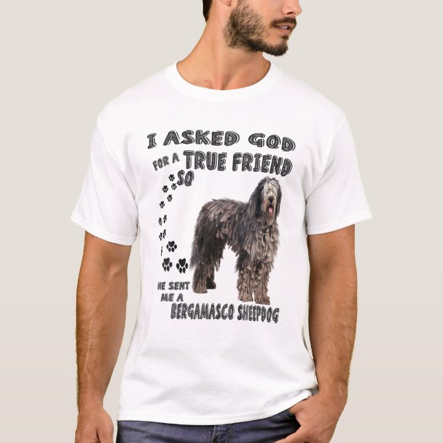 Camiseta Bergamasco Sheepdog Cita a mamá papá, Bergamasco S (Anverso)