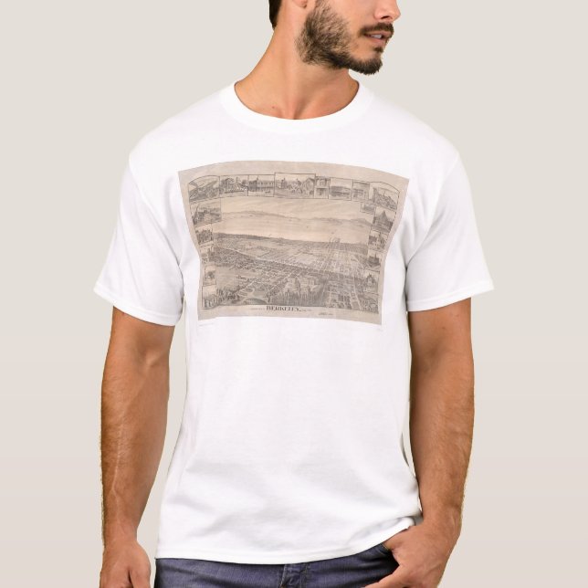 Camiseta Berkeley, mapa panorámico 1891 (0099A) del CA - (Anverso)