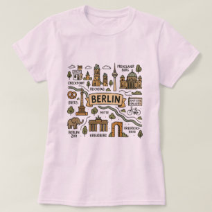 Camiseta Berlín Alemania, mapa de viajes vintage