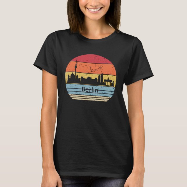 Camiseta Berlin City Retro Sunset City  for Men Women (Anverso)