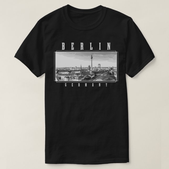 Camiseta Berlin Germany Skyline Black & White Vintage Germa (Diseño del anverso)