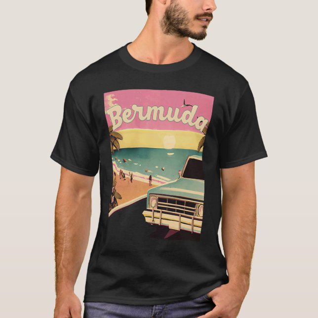 Camiseta Bermuda Retro Beach Vacation Graphics Bermuda Surf (Anverso)