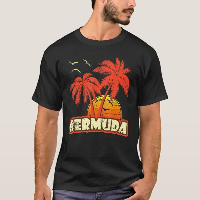 Camiseta Bermuda Summer Palm Trees 80s Beach Sunset (Anverso)