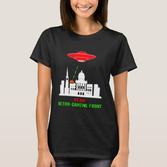 Camiseta Bern Invasion Retro Gaming Con Ufo (Anverso)