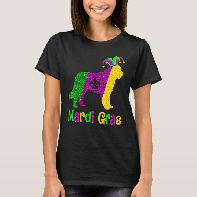 Camiseta Bernard Dog Lover Mardi Gras Carnival Jester (Anverso)