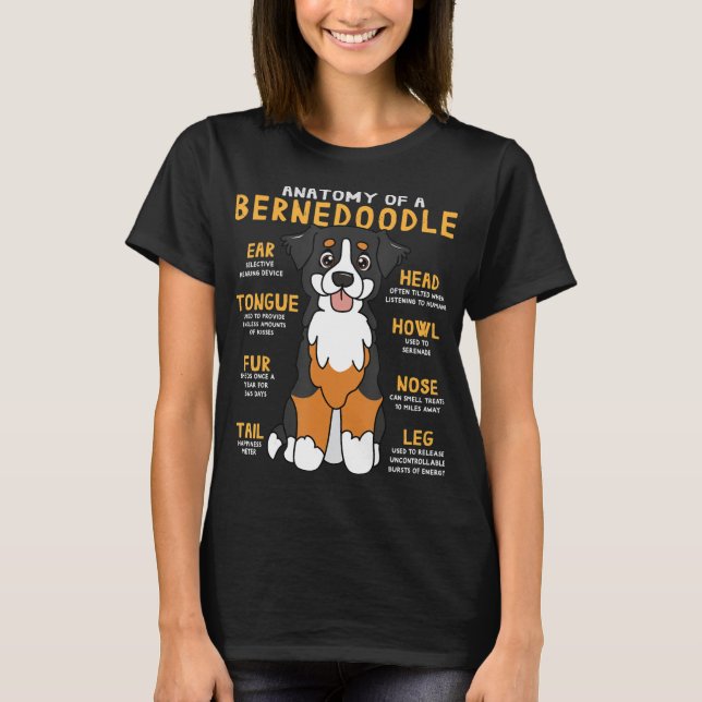 Camiseta Bernedoodle Anatomy Divertido perro mamá papá rega (Anverso)