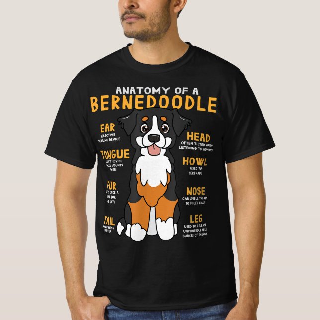 Camiseta Bernedoodle Anatomy Funny Dog Mom Dad Cute Gift (Anverso)