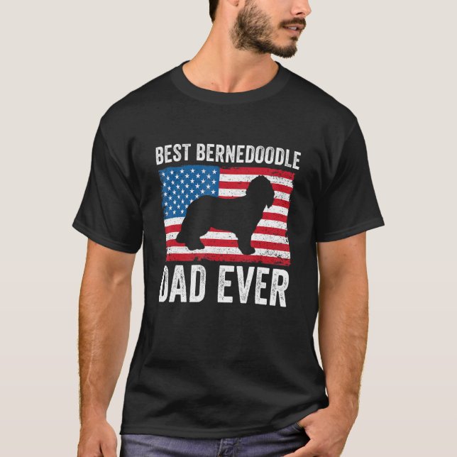 Camiseta Bernedoodle Dad Daddy American Flag Bernedoodle O (Anverso)