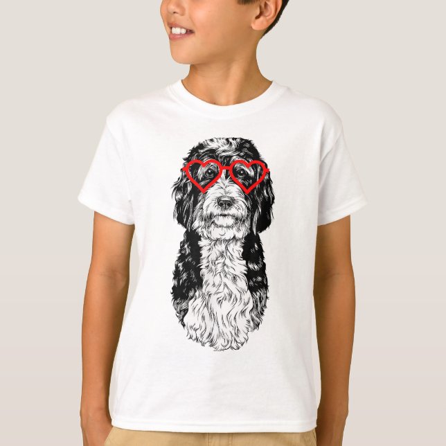 Camiseta Bernedoodle Día de San Valentín Doodle Doodle Perr (Anverso)