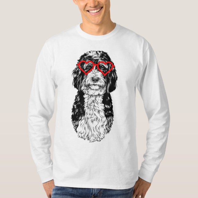 Camiseta Bernedoodle Día de San Valentín Doodle Doodle Perr (Anverso)