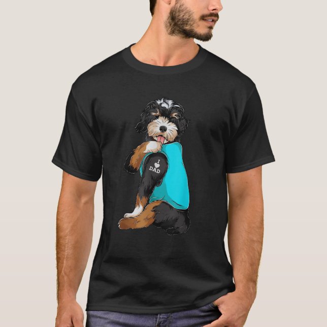 Camiseta Bernedoodle I Love Dad Tattoo Appart Dog Dad Gift (Anverso)