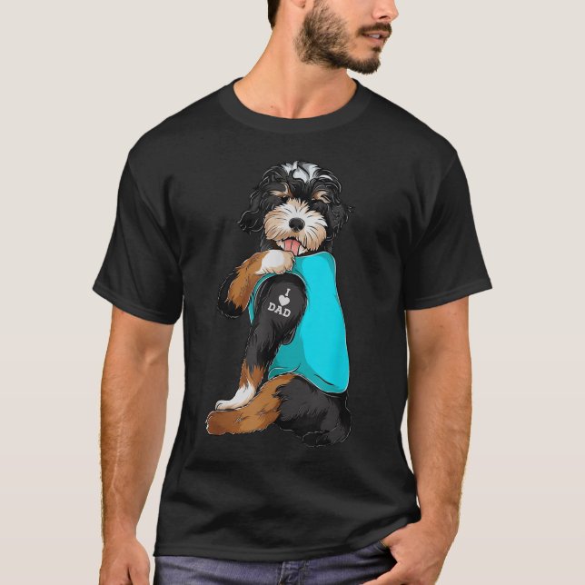 Camiseta Bernedoodle I Love Dad Tattoo Apparte, Dog Dad Gif (Anverso)