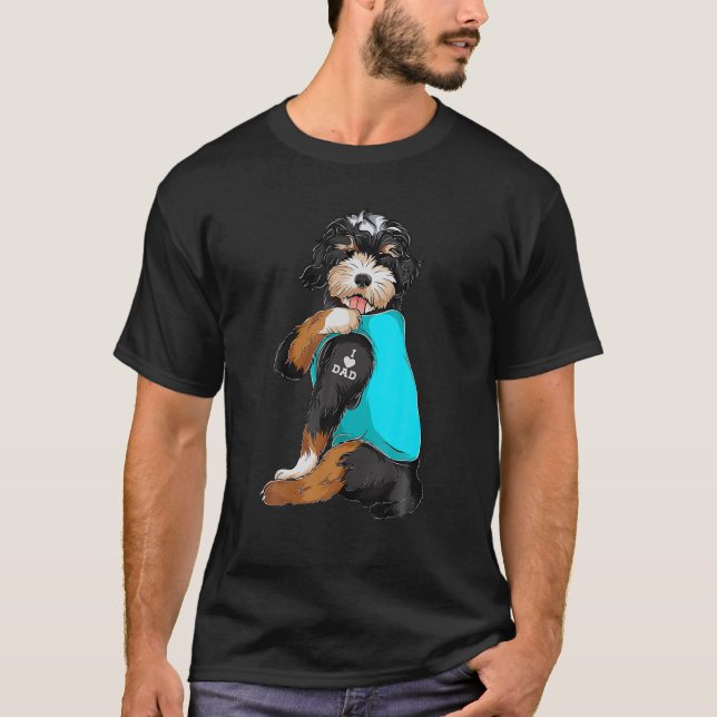 Camiseta Bernedoodle I Love Dad Tattoo Apparte, Dog Dad Gif (Anverso)