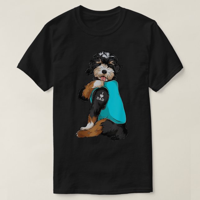 Camiseta Bernedoodle I Love Dad Tattoo Apparte, Dog Dad Gif (Diseño del anverso)