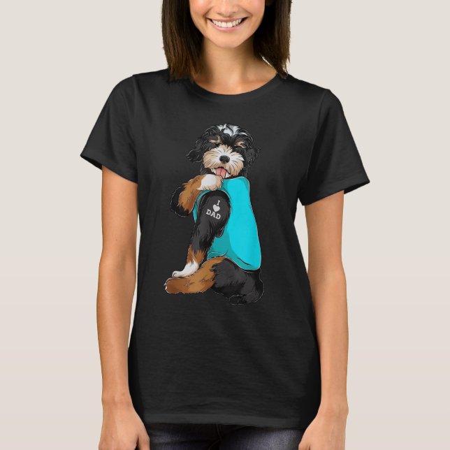 Camiseta Bernedoodle I Love Dad Tattoo Apparte, Dog Dad Gif (Anverso)