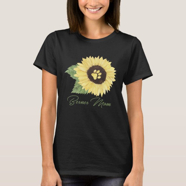 Camiseta Berner Mom Bernese Mountain Mama Dog  Sunflower (Anverso)
