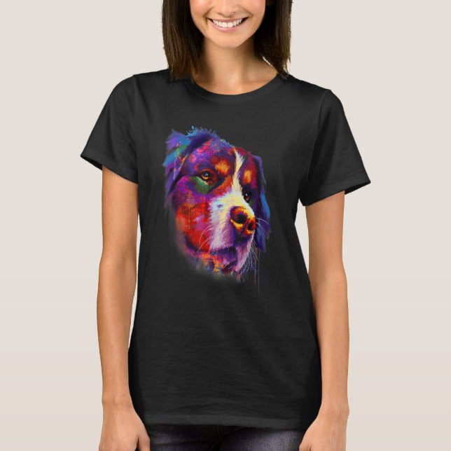 Camiseta Bernese Looking Into Your Eyes Rainbow Art (Anverso)