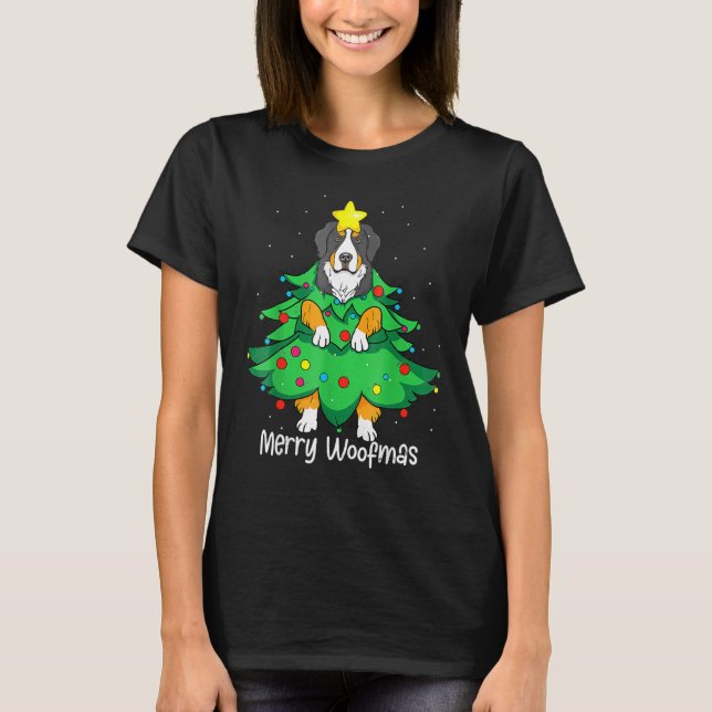 Camiseta Bernese Mountain Christmas Tree D-Og M-Om Dad (Anverso)