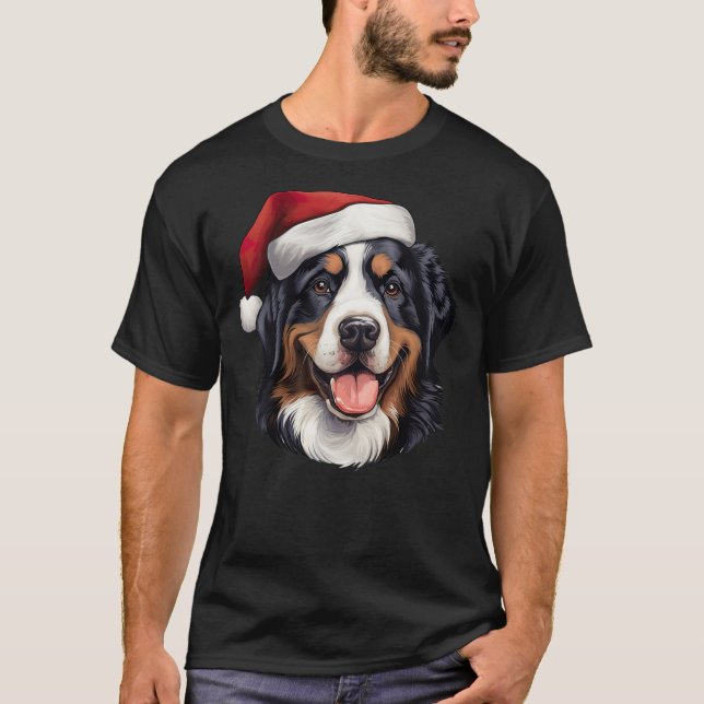 Camiseta Bernese Mountain Dog Christmas Santa Hat (Anverso)