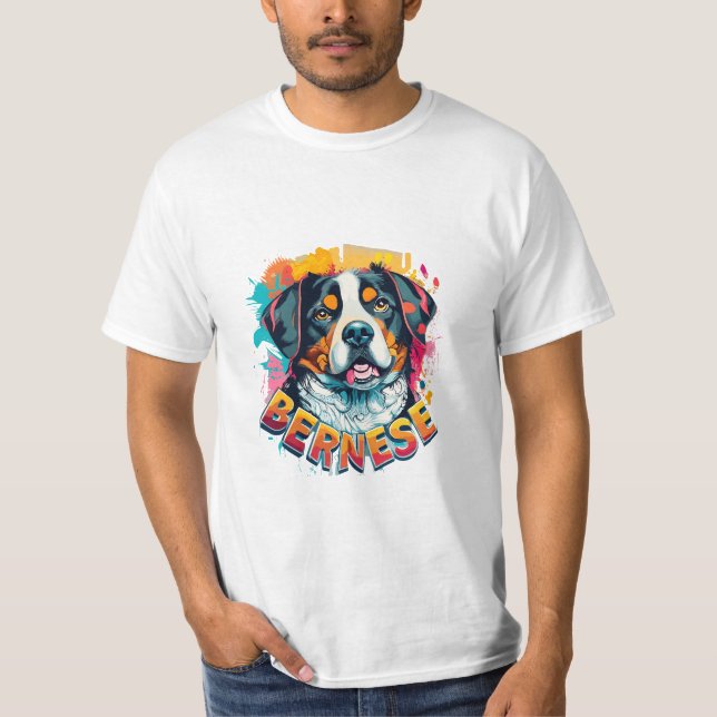 Camiseta Bernese Mountain Dog Head Vibrant Color Splash (Anverso)
