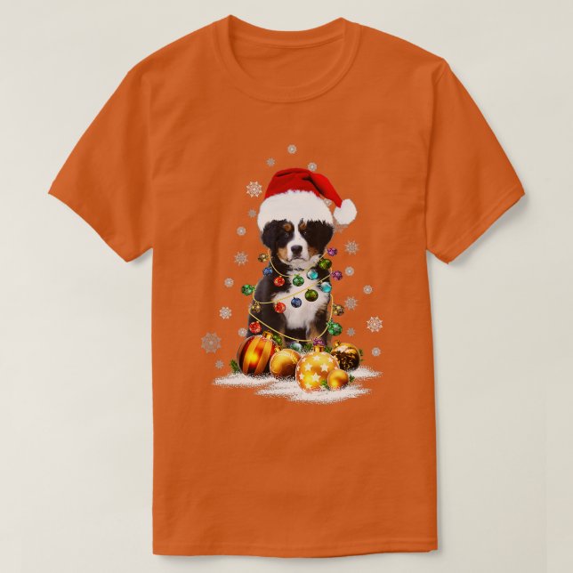 Camiseta Bernese Mountain Dog ilumina a Navidades coincidie (Diseño del anverso)