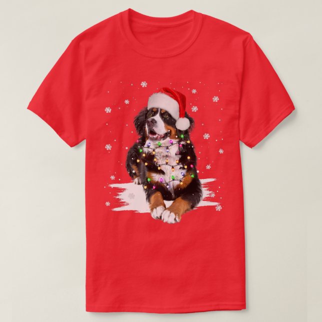 Camiseta Bernese Mountain Dog ilumina a Navidades coincidie (Diseño del anverso)
