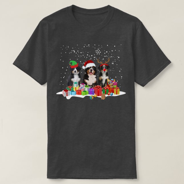 Camiseta Bernese Mountain Dog Lights Christmas Matching Fam (Diseño del anverso)