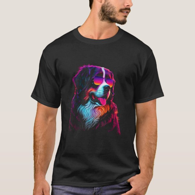 Camiseta Bernese Mountain Dog owner Vaporwave Notorious DJ (Anverso)