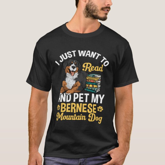 Camiseta Bernese Mountain Dog Read Books (Anverso)