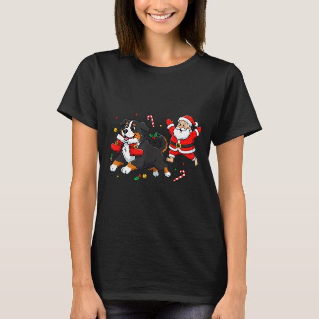Camiseta Bernese Mountain Dog Santa Claus Boots Christmas W (Anverso)